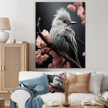 Grey Pink Animal Bird - Bird Floral Wall Decor